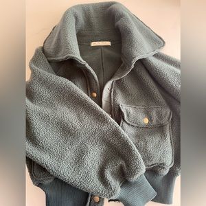 Free People Green Sherpa Bomber